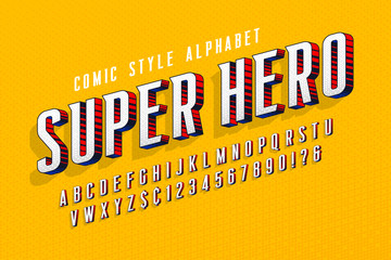 Trendy 3d comical letters design, colorful alphabet, typeface.