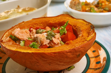 Trout Salad in Baked Pumpkin