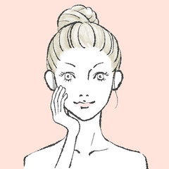 美容イメージ 手書きイラスト 03 ピンク背景	