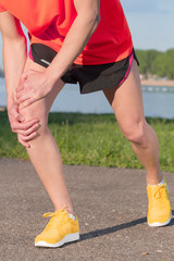 Jogging injury during exercise in the nature / outdoors.