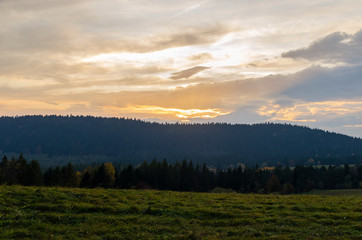 Zachód słońca Beskid Niski