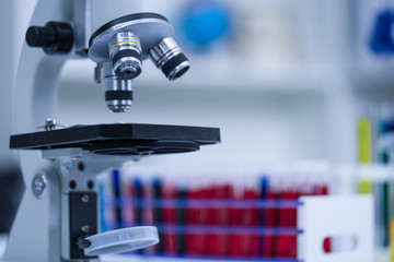 Equipment and science experiments oil pouring scientist with test tube yellow making research in laboratory.