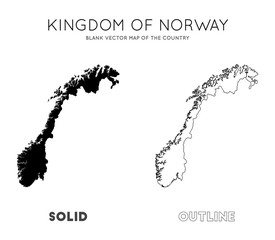 Norway map. Blank vector map of the Country. Borders of Norway for your infographic. Vector illustration.