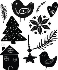 set of christmas icons, hristmas skandi elements