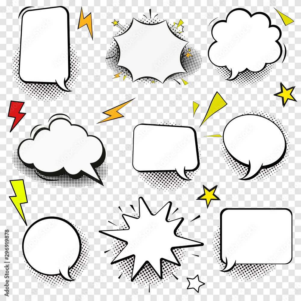 Aufkleber speech bubble thin line icon set outline web sign of comic tell. pop art, comics, chat linear custom