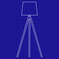 Floor lamp. Signs, outline furniture, simple thin line icons for websites, web design, mobile app,...
