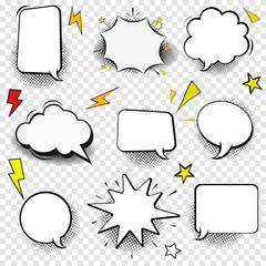 Speech bubble thin line icon set Outline web sign of comic tell. Pop art, comics, chat linear customer dialog icons empty template, clean label Simple speech bubble symbol isolated vector Illustration - obrazy, fototapety, plakaty
