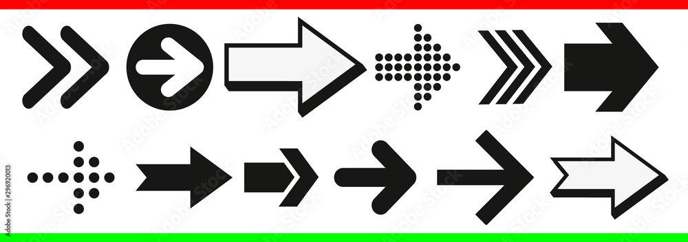 Poster Set arrow icon. Collection different arrows sign. arrows vector collection black. arrow vector set. Abstract elements for business infographic. Up and down trend.