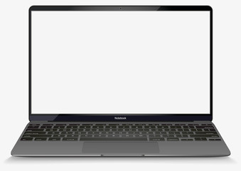 Vector Laptop dark grey color. isolated on white background - obrazy, fototapety, plakaty