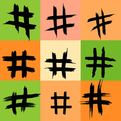 Hashtag Symbol Pattern, Hashtags, Hash tag, Colorful Background, Illustration, Grunge Texture, Internet concepts, instagram, twitter, social media, concepts, creativity, digital marketing, online hits