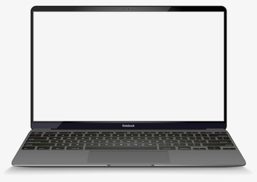 Vector Laptop dark grey color. isolated on white background