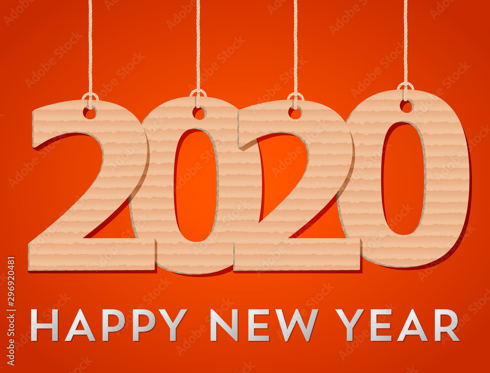 Poster 2020 Happy New Year. 2020 modern text vector design