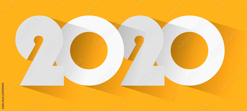 Poster 2020 Happy New Year. 2020 modern text vector design