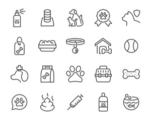 set of pet icons, dog, cat, puppy, animals