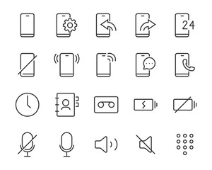 set of phone icons, function, call, smartphone