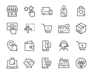 Fototapeta na wymiar set of shopping icons, buy, ecommerce, online shopping