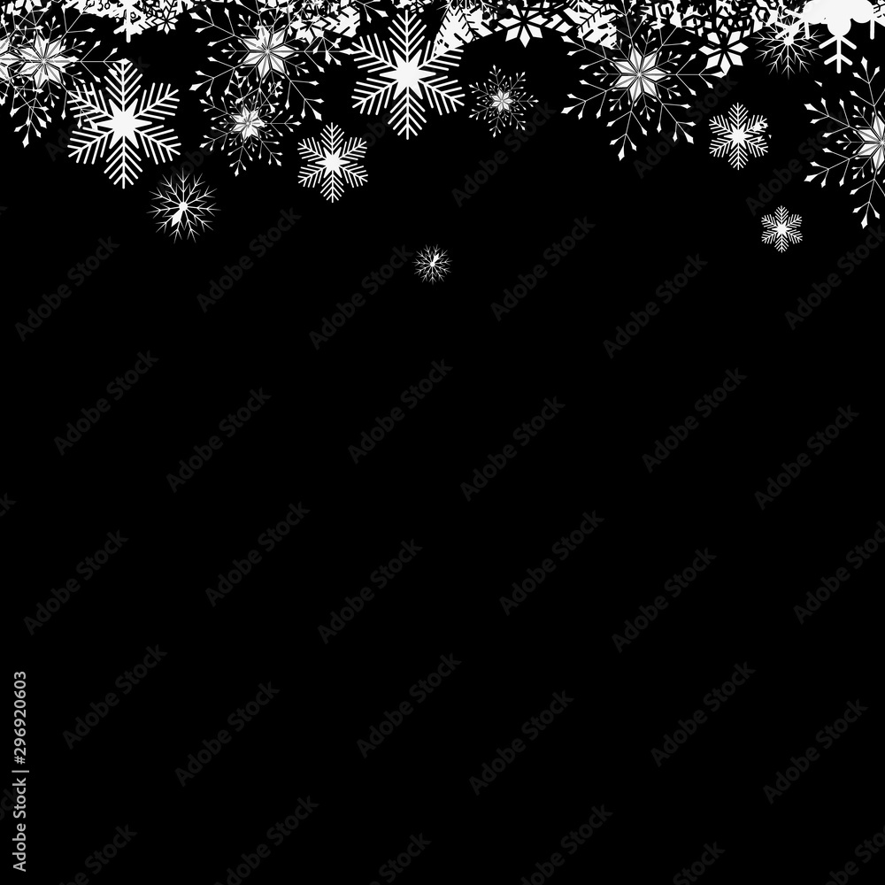 Poster christmas falling snow vector isolated on dark background. snowflake transparent decoration effect. 