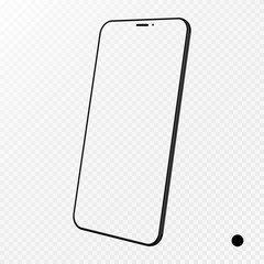 Smartphone frame less blank screen, rotated position. 3d isometric illustration cell phone. Smartphone perspective view. Template for infographics or presentation UI design interface. vector