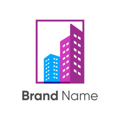 Fototapeta premium logo design buildings with colorful styles
