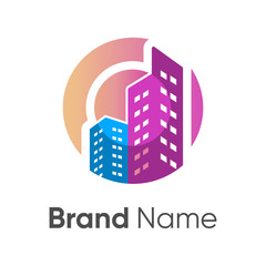 logo design buildings with colorful styles