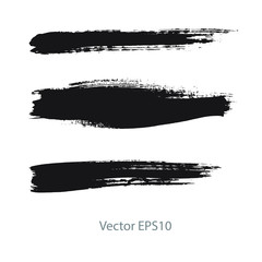 brush strokes watercolor background. Vector black paint