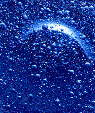 Asteroid rain in front, partially eclipsed shining Moon in background. Abstract nocturne texture with flying bubbles.