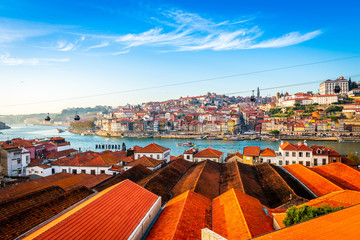 panoramic view of the city of Porto in Portugal - obrazy, fototapety, plakaty