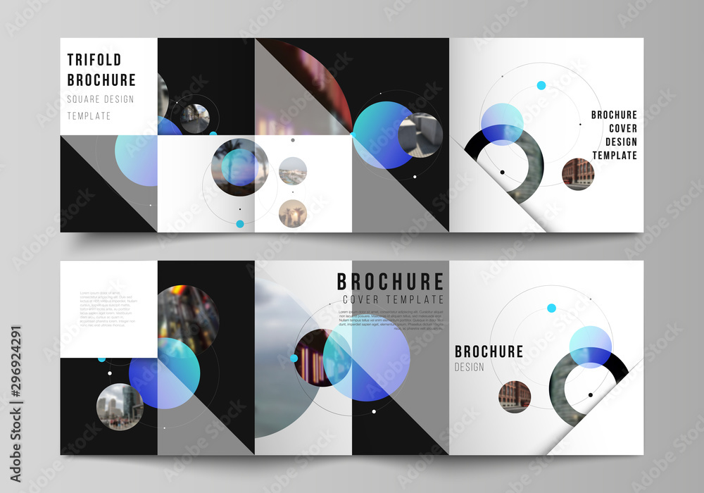 Poster vector layout of square format covers design templates for trifold brochure, flyer. simple design fu