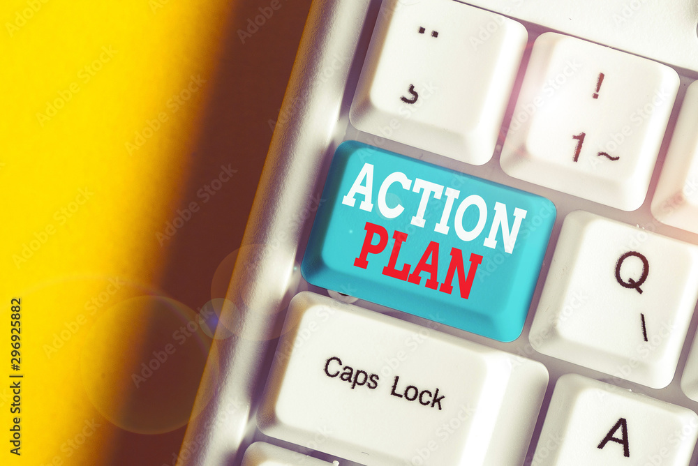 Poster writing note showing action plan. business concept for list of things or schedule to be made thia cu