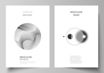 Vector layout of A4 format modern cover mockups design templates for brochure, flyer, booklet, report. Geometric abstract background, futuristic science and technology concept for minimalistic design.