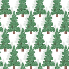 Seamless pattern.Coniferous green forest on a white background beautiful new year