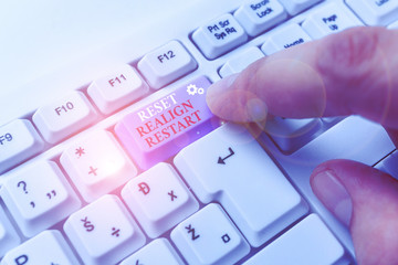 Conceptual hand writing showing Reset Realign Restart. Concept meaning Life audit will help you put...