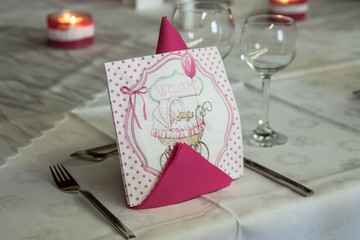 Tischgedeck zur Babyparty, Taufe