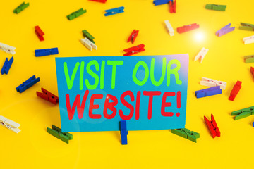 Writing note showing Visit Our Website. Business concept for visitor who arrives at web site and...
