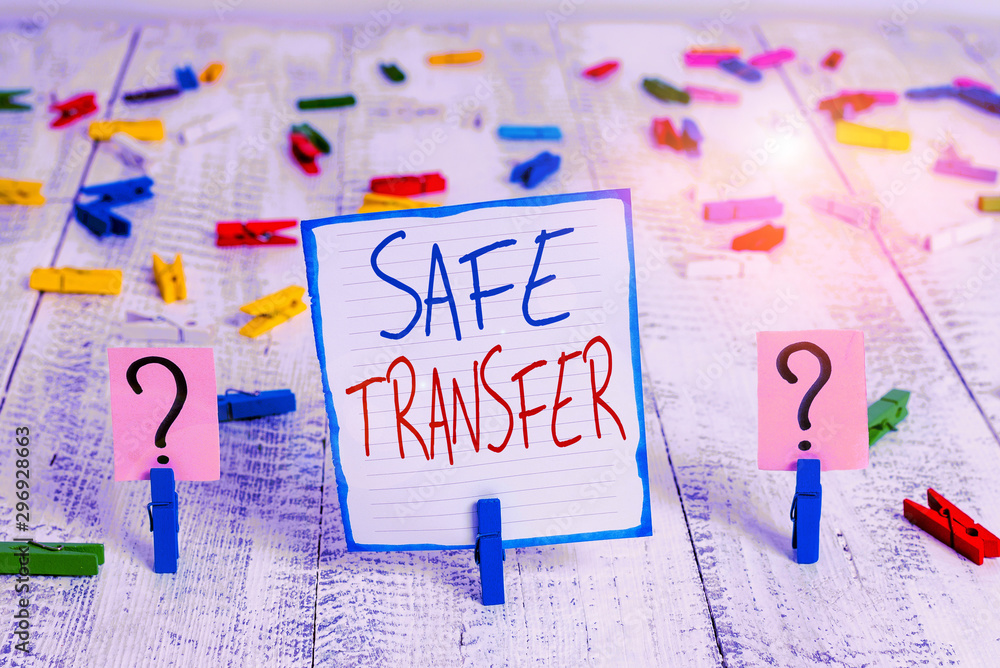 Poster conceptual hand writing showing safe transfer. concept meaning wire transfers electronically not pap