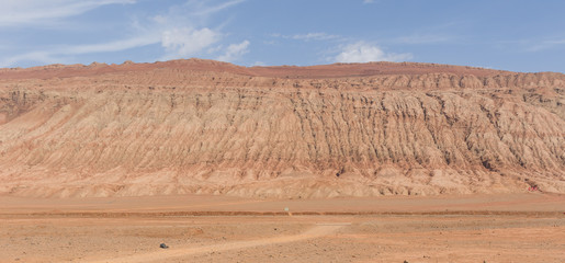 Turpan, China - located few kilometers East of Turpan,  near the northern rim of the Taklamakan Desert, the Flaming Mountain are called so for their red color