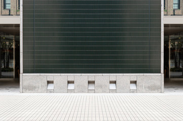 street wall background ,Industrial background, empty grunge urban street with warehouse brick wall