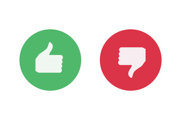 Like and dislike icon inside green and red circle.