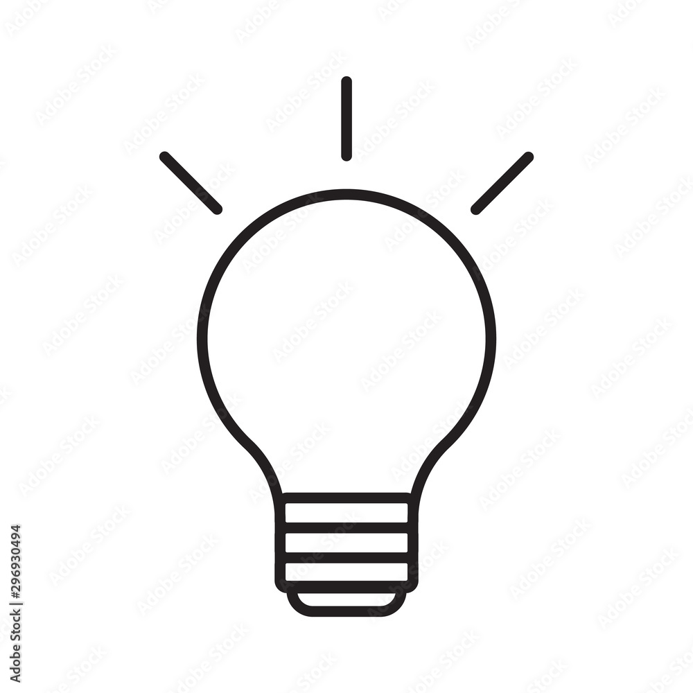 Poster simple light bulb on white isolated background.