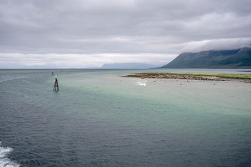 Fototapeta na wymiar island and man-made navigation canal at Rysohamn, Norway