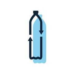 Plastic pet bottle form recycling symbol with arrows.