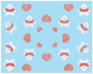 Fototapeta premium teddy bear with heart pattern vector design