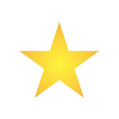 Simple five corners star. Yellow, golden color star shape.