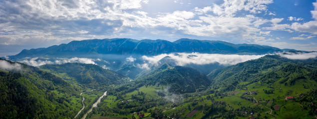 Low cloud landscape in central Romania, taken in May 2019