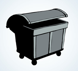 Large street trash can. Vector drawing