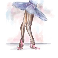 Closeup view of ballerina's feet on pointes Illustration