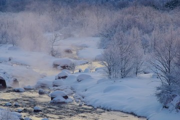 Obraz na płótnie Canvas Winter scenery in Hakuba village, Nagano 