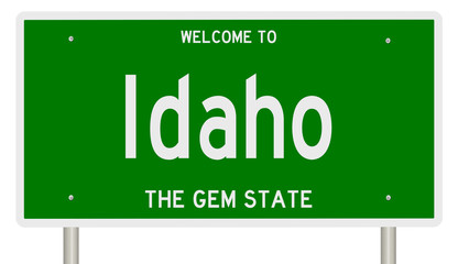 Rendering of a green 3d highway sign for Idaho