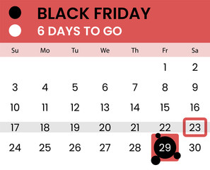 Black friday banner as calendar with countdown
