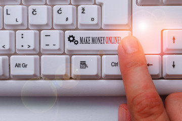 Conceptual hand writing showing Make Money Online. Concept meaning making profit using internet...